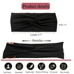 Hjiaruiky bandana tejido elastico dos piezas negro para diferentes peinados.