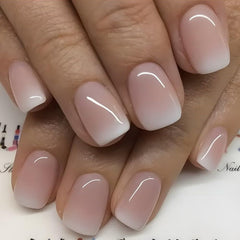 Uñas HJKDSFD Frances tip gradiente rosa y blanco, aspecto elegante.