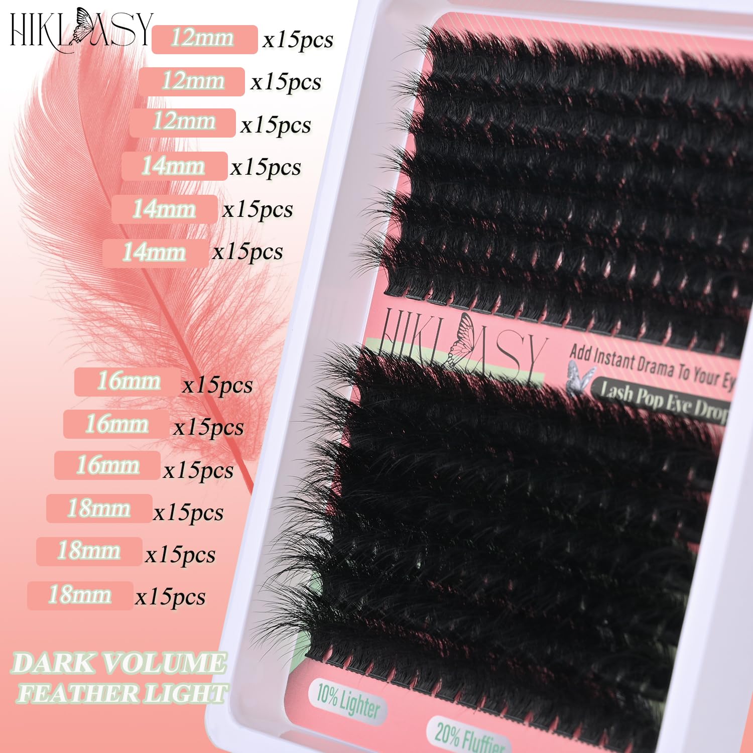 HK HIKLASY Mega lash clusters 12-18mm for natural to dramatic looks