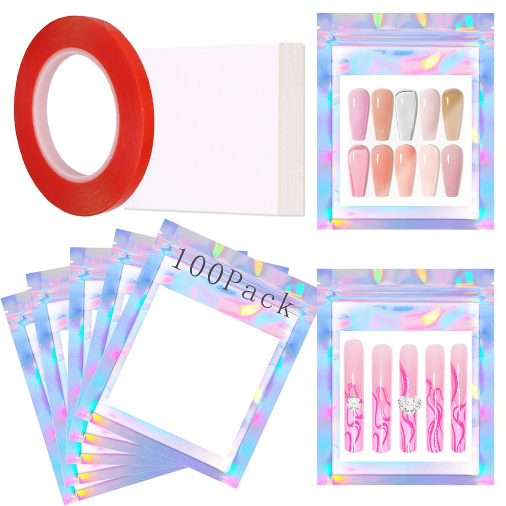 HLQHXWHZT 201-piece nail packaging bags set for organized product display.