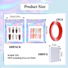 HLQHXWHZT holographic display bags front view highlighting shiny nail presentation.