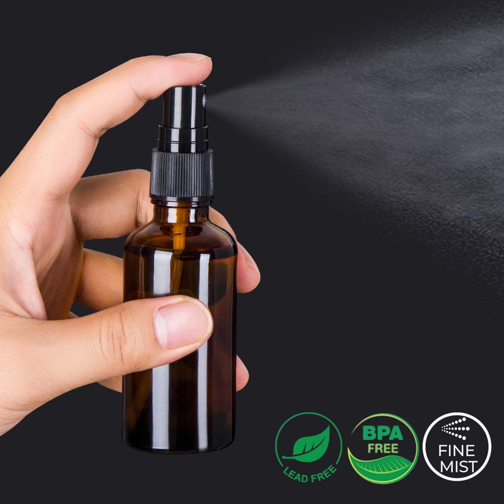 hmaimas amber glass spray bottle 2oz close up of spray head ideal for tiny fragrance and mist applications