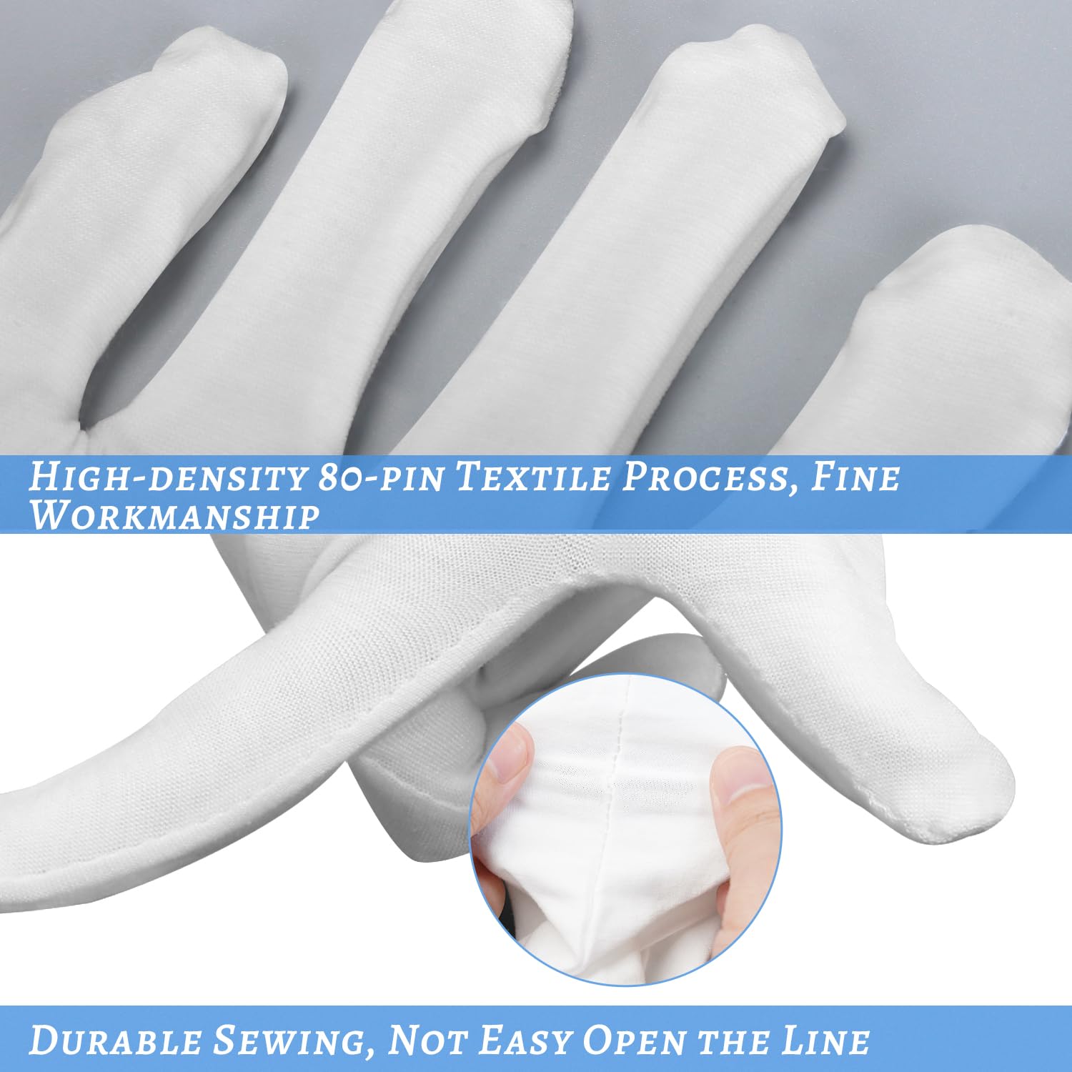 Guantes HMNYSOL de algodón blancos para spa, descanso de manos.