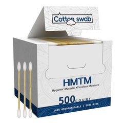 HMTM cotton swabs with wood handle for precise cleaning and eco-friendly design.