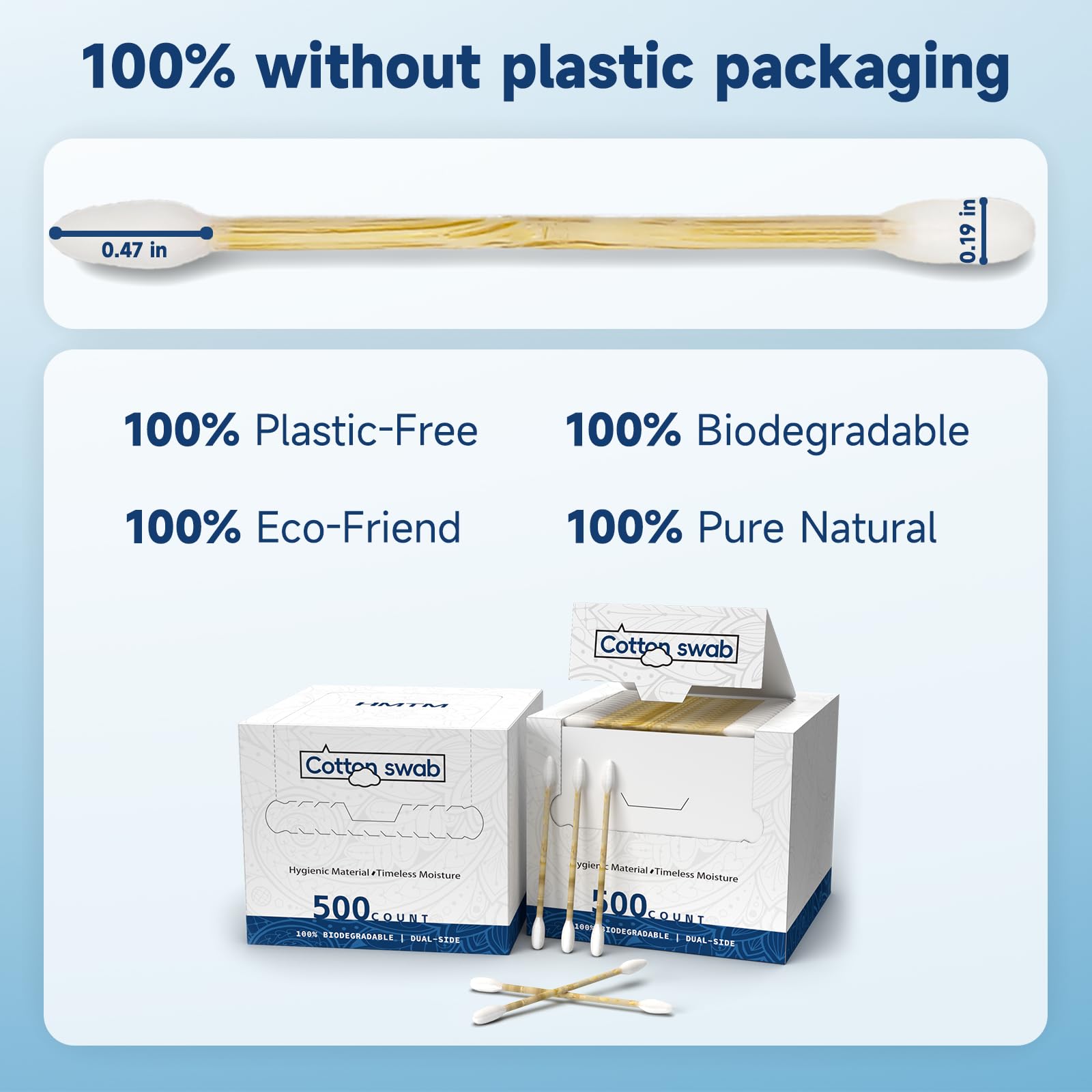 HMTM swabs for eye and ear care with soft tips and safe handling.