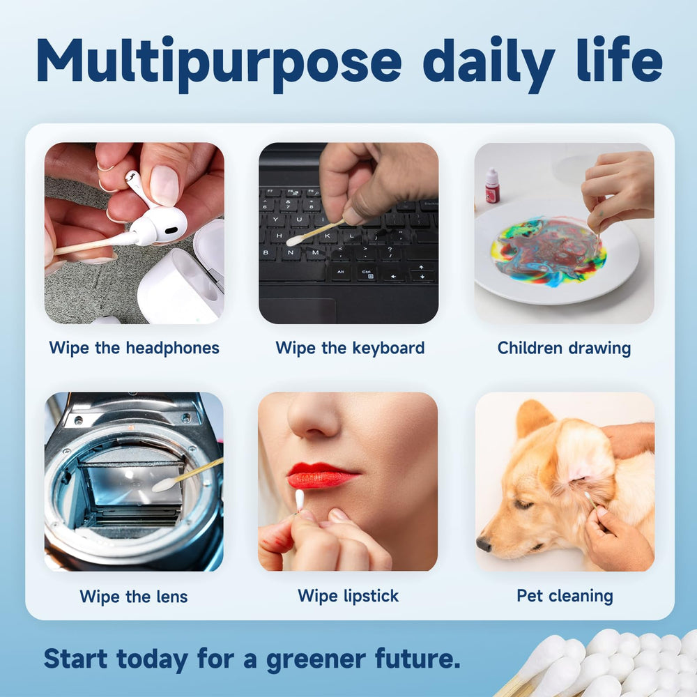 HMTM cotton swabs with lint-free tips enabling precise application and gentle cleaning.