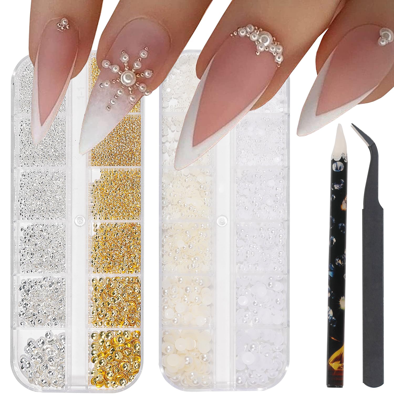 HNUIX Nail Art Charms: cuentas metal doradas para uñas, ideal para brillos sutiles