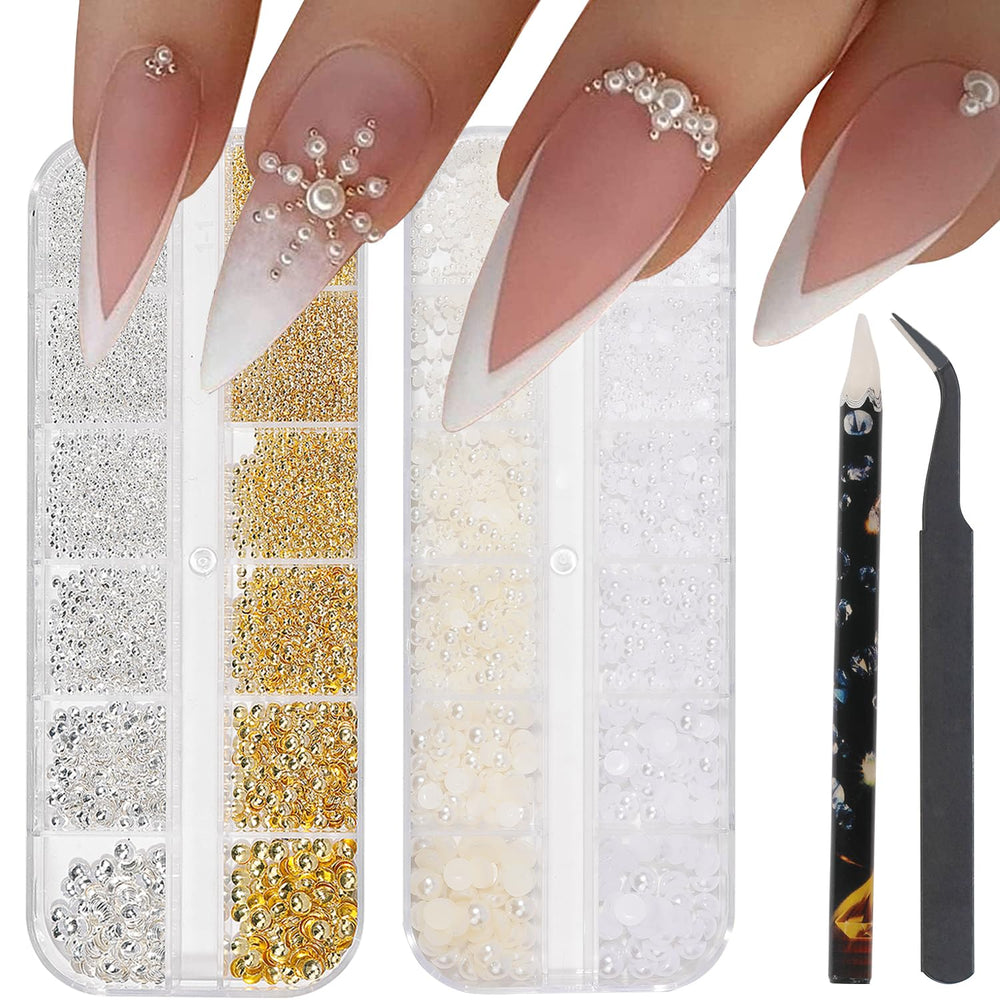 HNUIX Nail Art Charms: cuentas metal doradas para uñas, ideal para brillos sutiles
