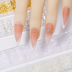 HNUIX Nail Art Charms: perlas de uña pequeñas doradas para acentos elegantes