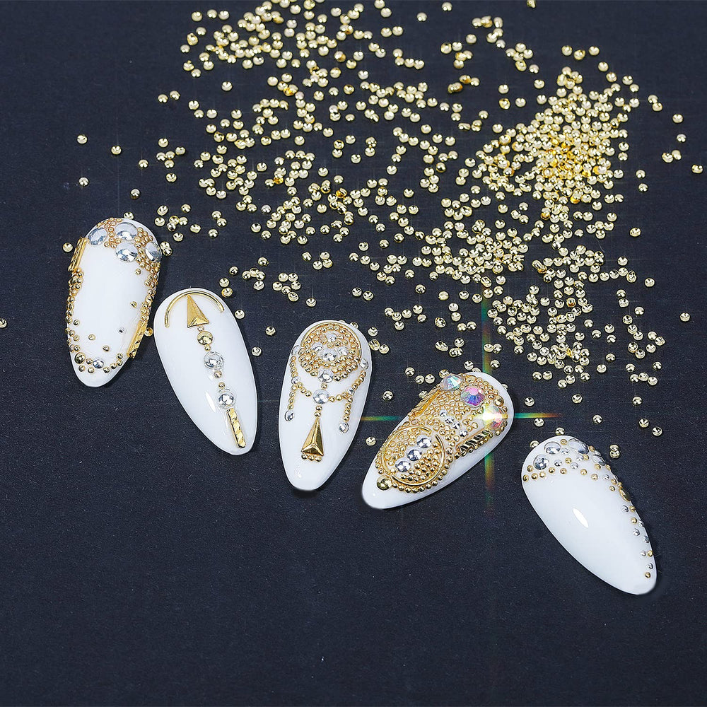 HNUIX Nail Art Charms: perlas de uña pequeñas plateadas para diseños sutiles