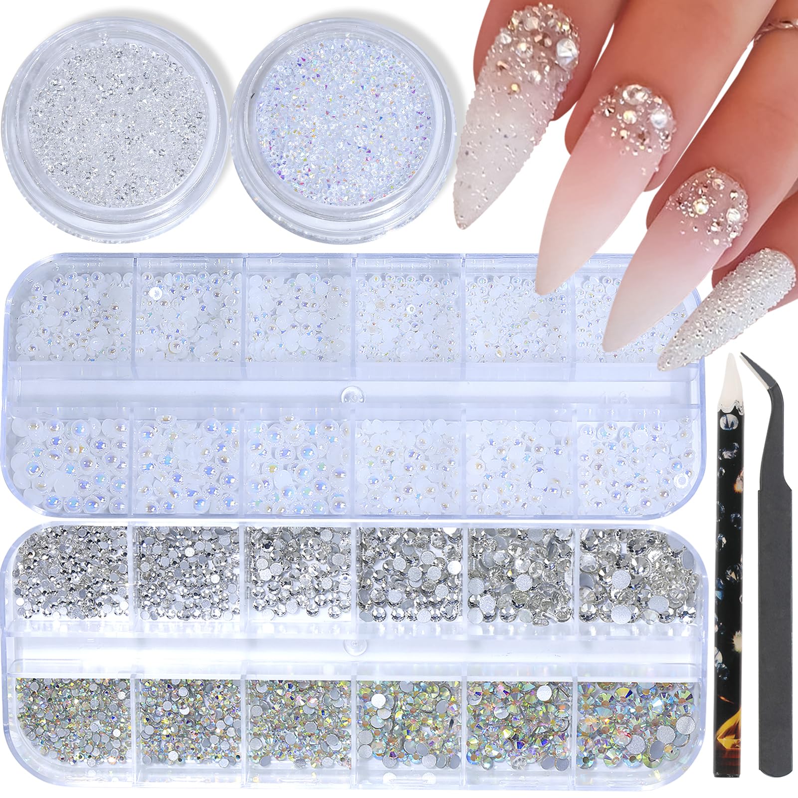 HNUIX piedras rhinestones uñas: brillo intenso para diseños deslumbrantes.