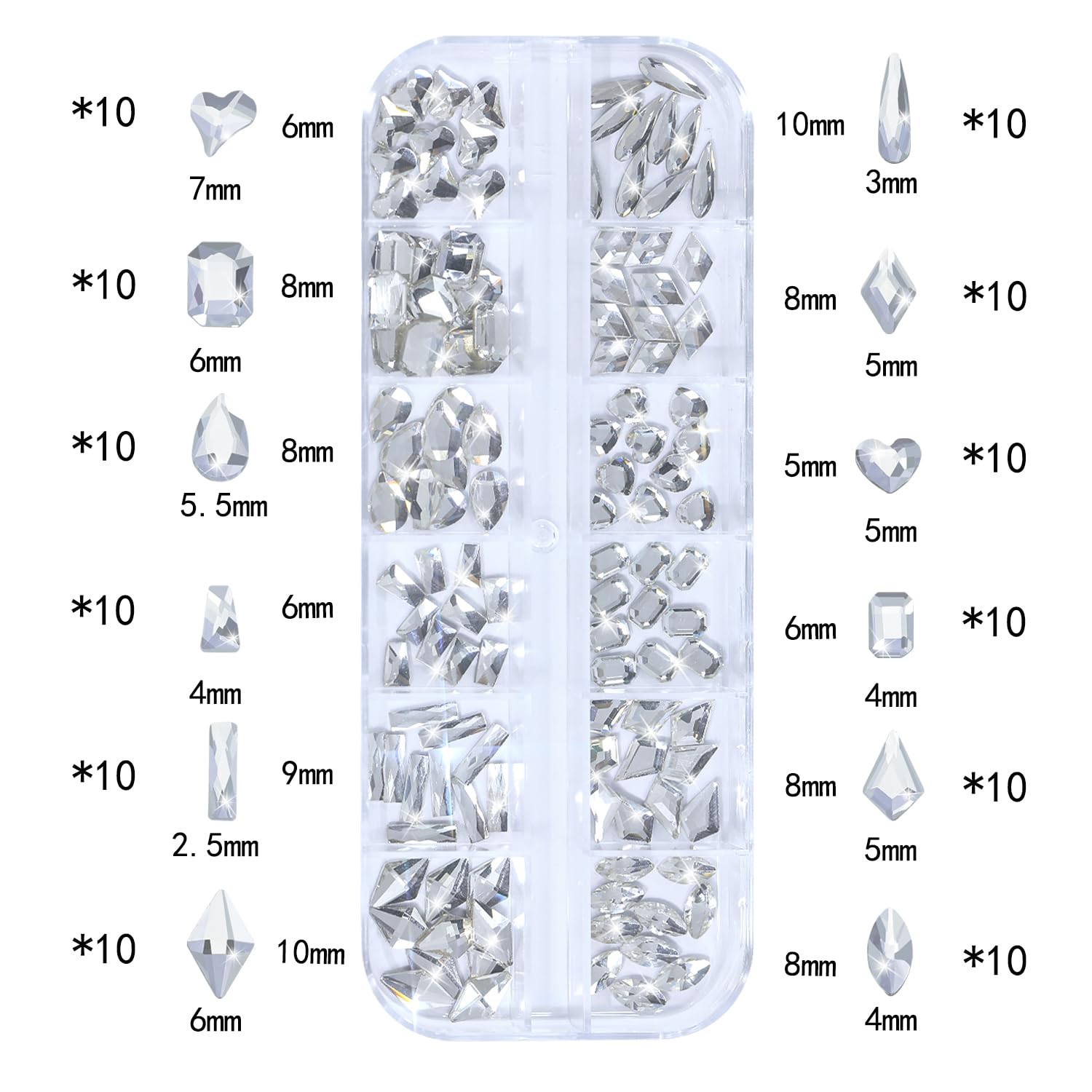 HNUIX piedras cristal uñas trasero plano transparente para adherencia suave y acabado limpio.