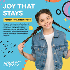 HOYOLS 30mm by 2mm TPU elastics provide gentle hold for delicate toddler hair