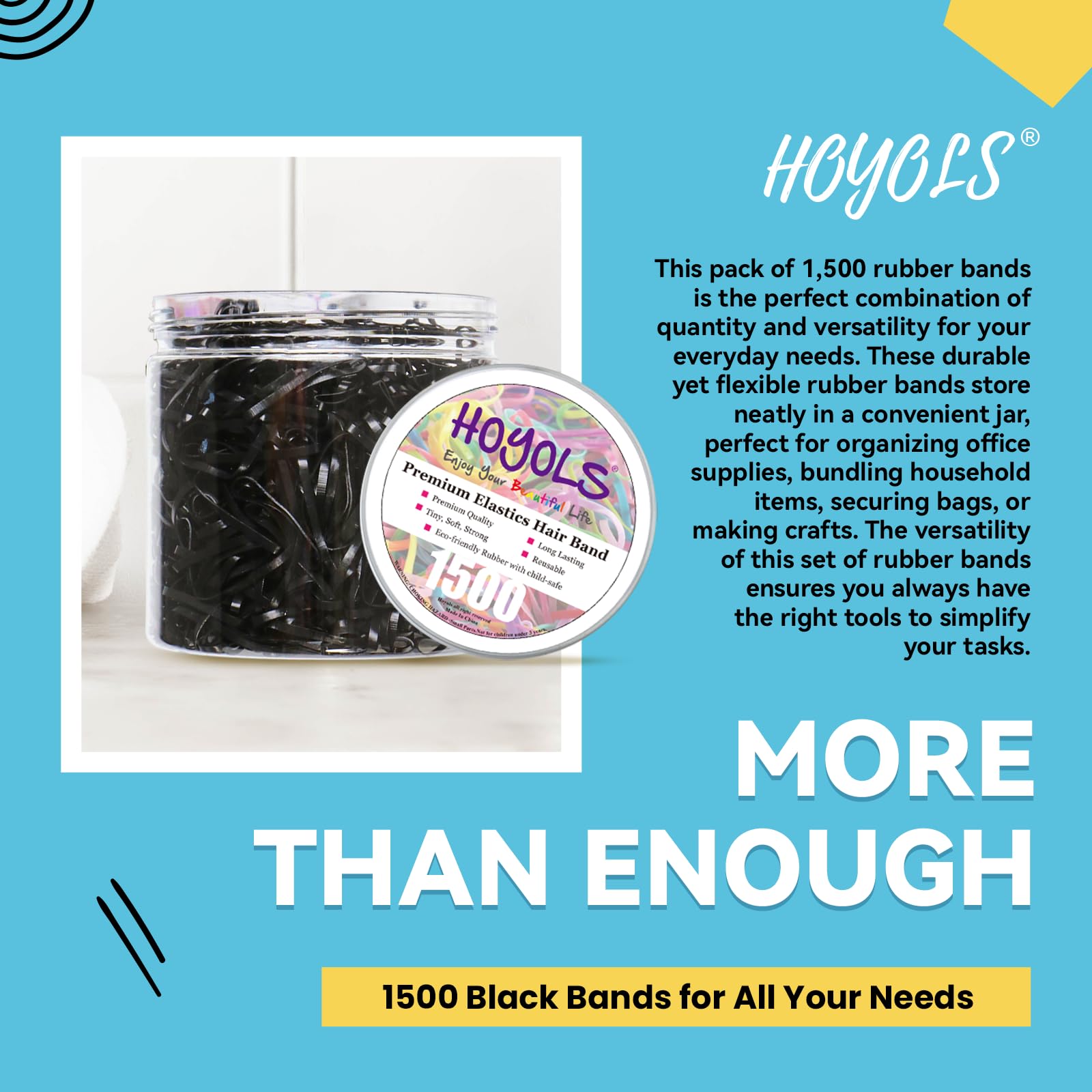 HOYOLS baby girls wearing black hair ties for secure, comfortable hairstyles