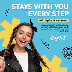 HOYOLS Black elastic hair ties offer strong hold for braids and buns