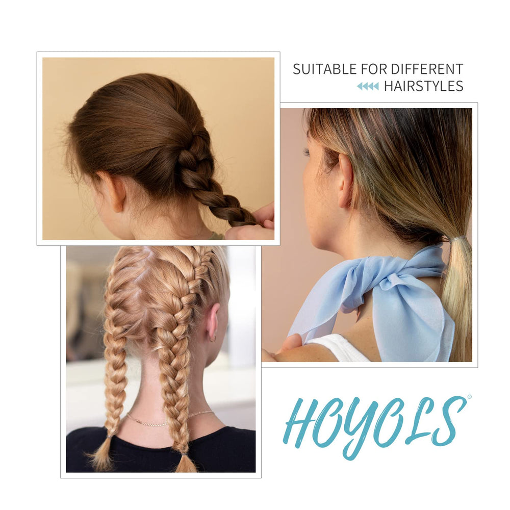 HOYOLS brown elastic hair bands shown for everyday styling and travel.