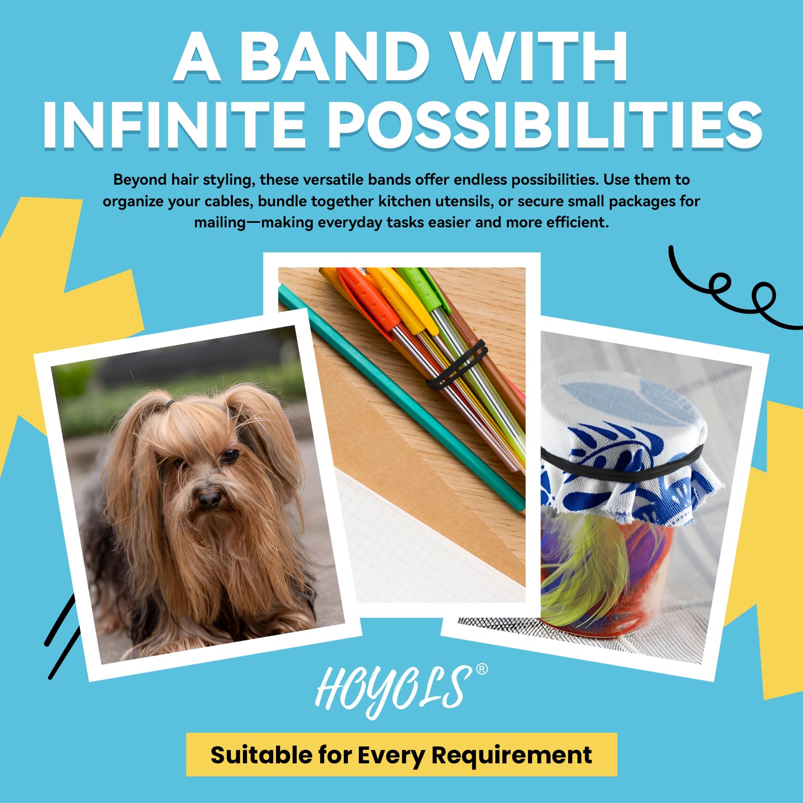HOYOLS durable elastic bands resist breaking during busy days