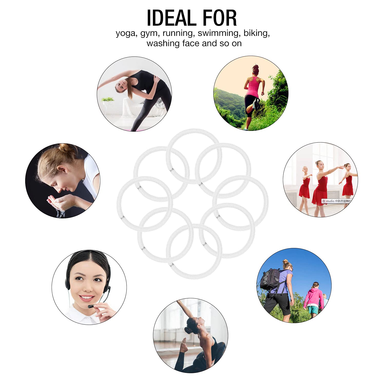 Hoyols gomas pelo sin metal 4mm blanco; también como pulsera con estilo