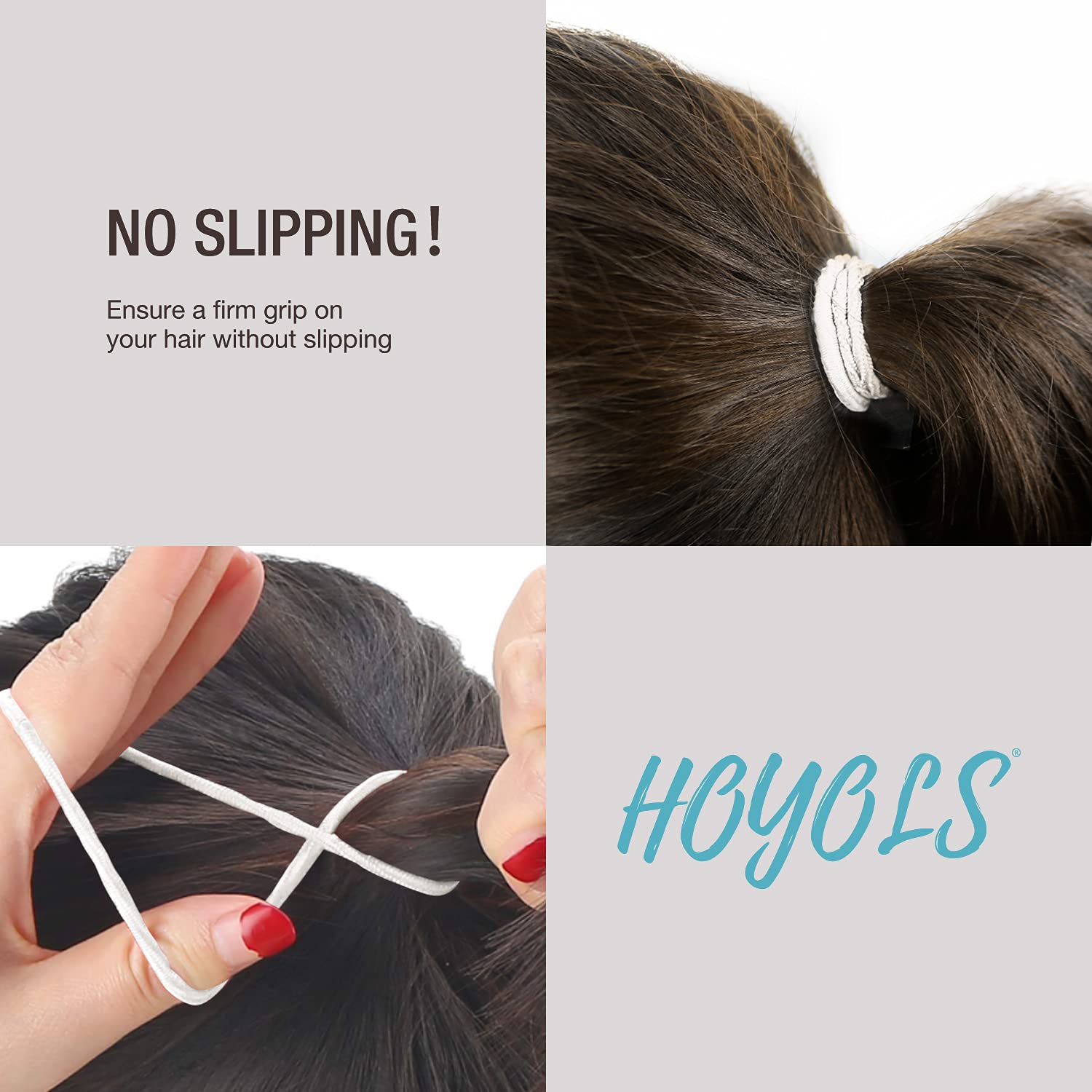 Hoyols gomas pelo sin metal 4mm blanco; material duradero para uso prolongado