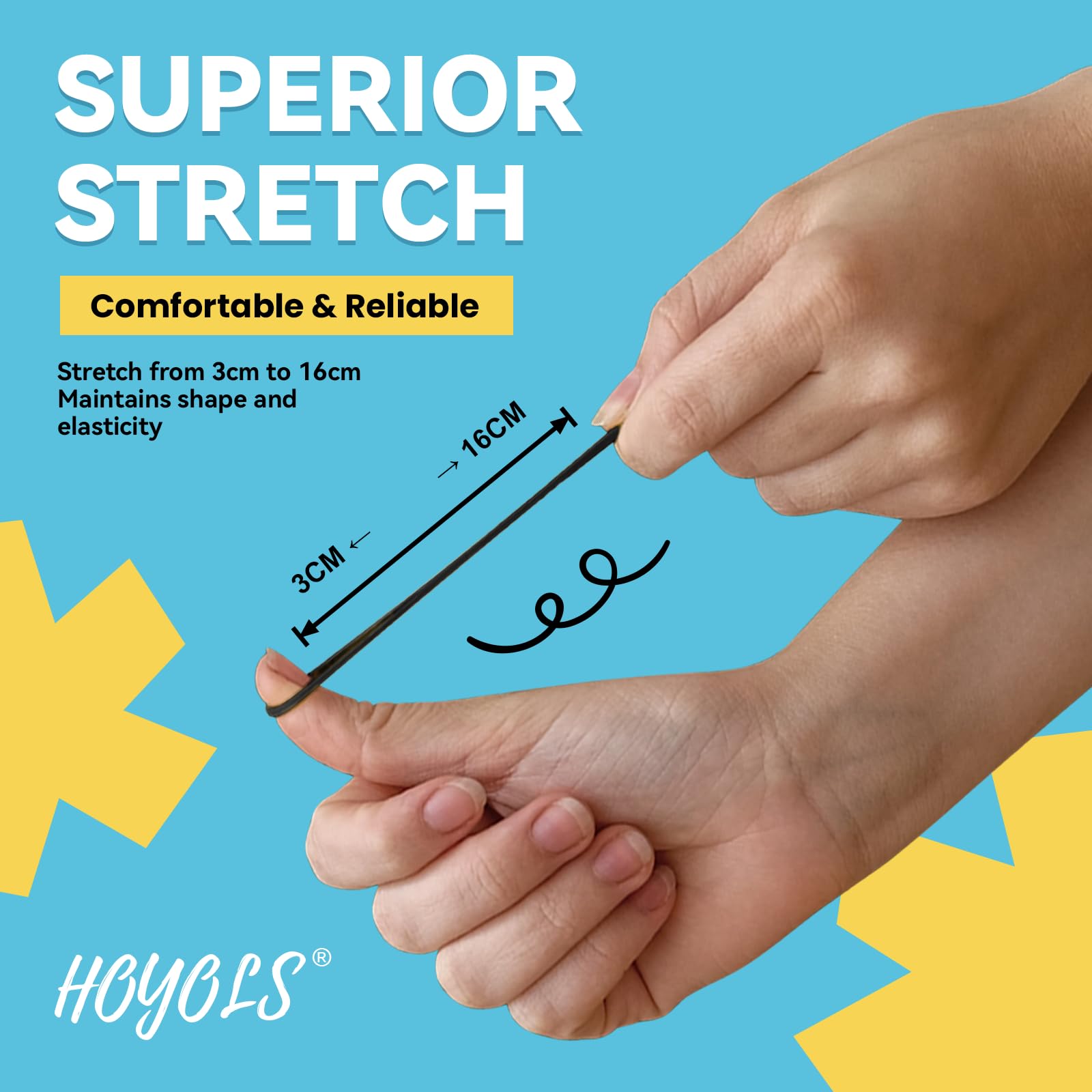 HOYOLS hair ties in use to form a neat ponytail on a child