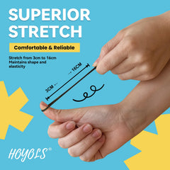 HOYOLS hair ties in use to form a neat ponytail on a child