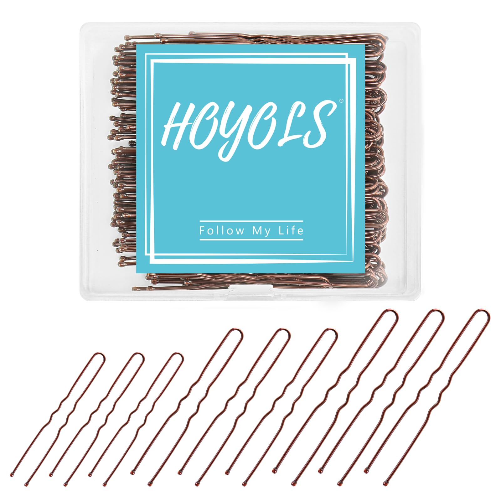 HOYOLS pasadores en U marrón de 2 pulgadas, sujeción suave para peinados.