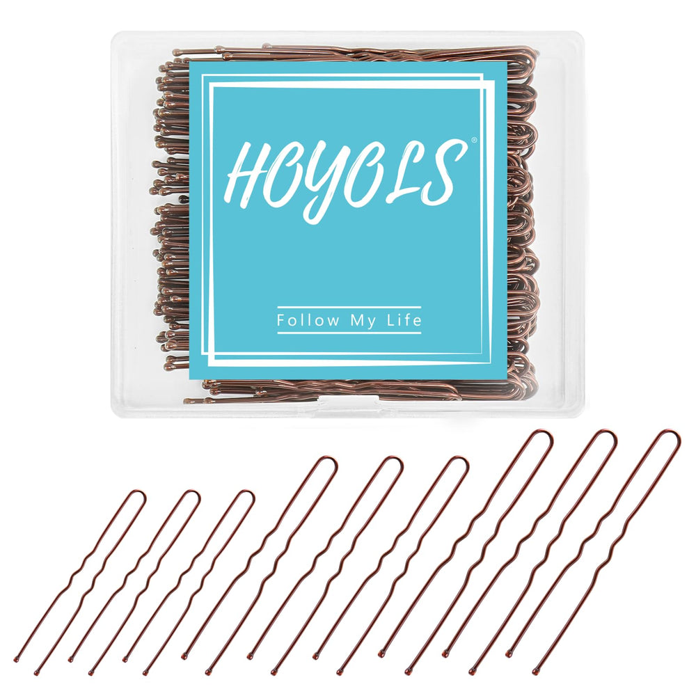 HOYOLS pasadores en U marrón de 2 pulgadas, sujeción suave para peinados.