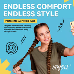 HOYOLS ponytail elastics, 30mm, secure hold for busy days.