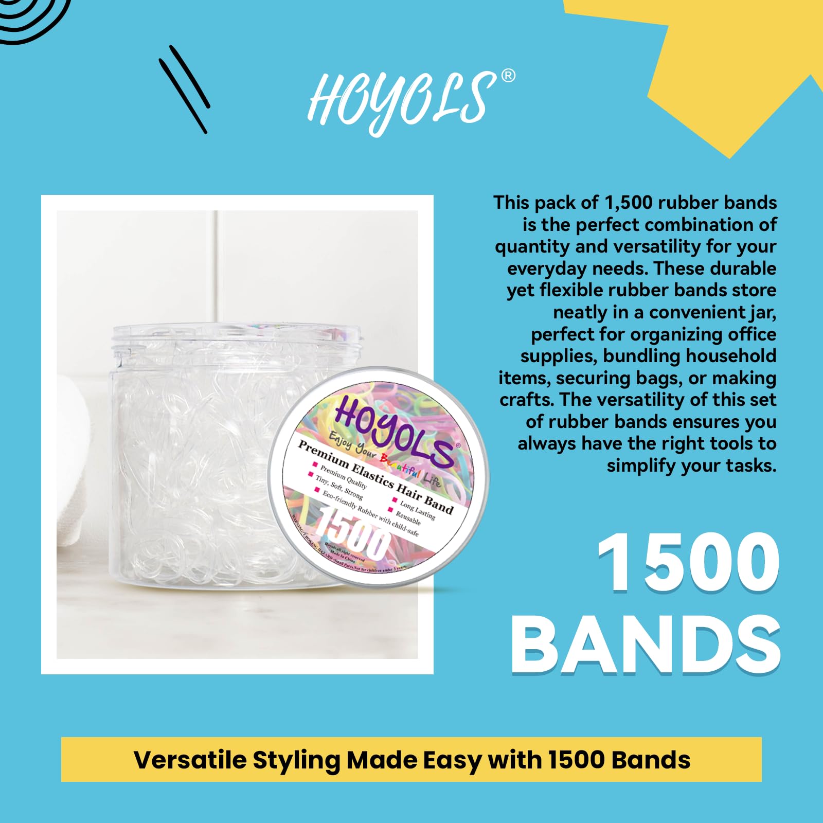 HOYOLS soft TPU hair bands glide smoothly without snagging.