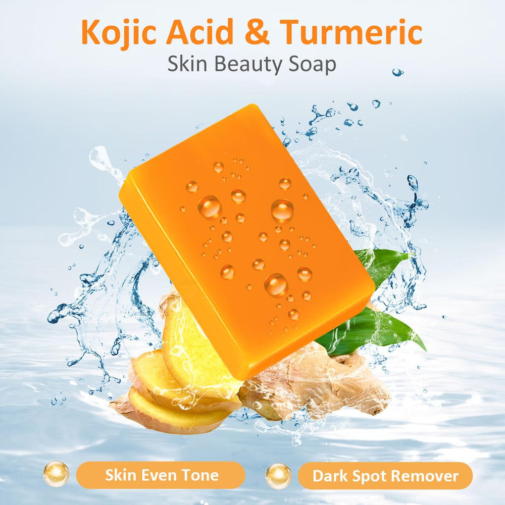 HOYEHOLA Kojic Turmeric Soap Bar lather closeup for creamy cleansing.