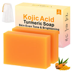 HOYEHOLA Kojic Turmeric Soap Bar front view shows the 2-pack package for daily use.
