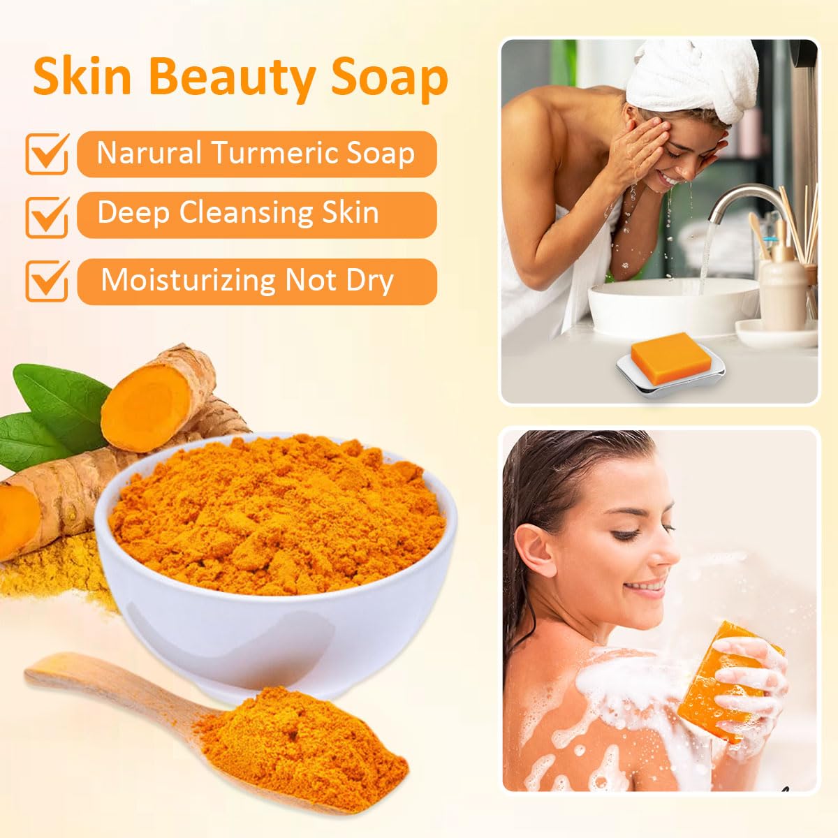 HOYEHOLA Kojic Turmeric Soap Bar texture with rich foam and moisture.