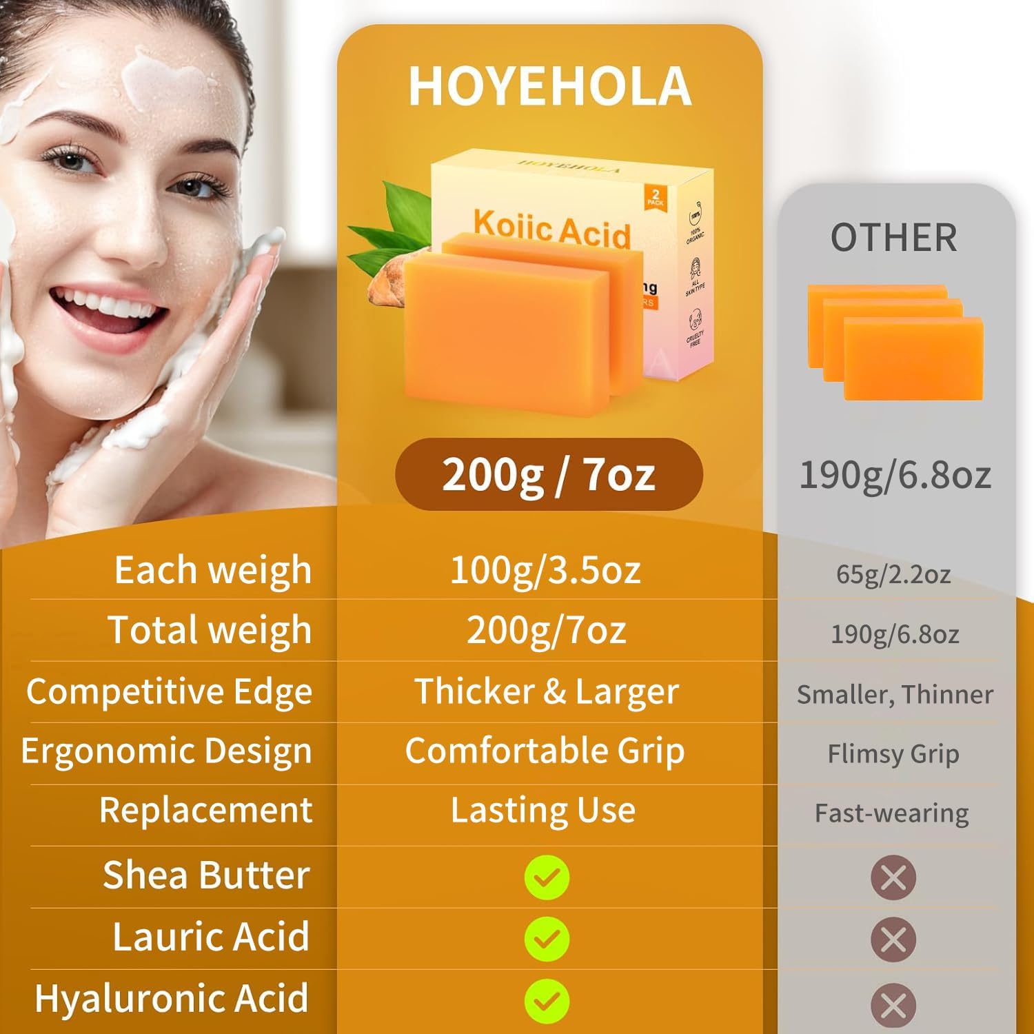 HOYEHOLA natural ingredients like shea butter and coconut oil for skin nourishment.