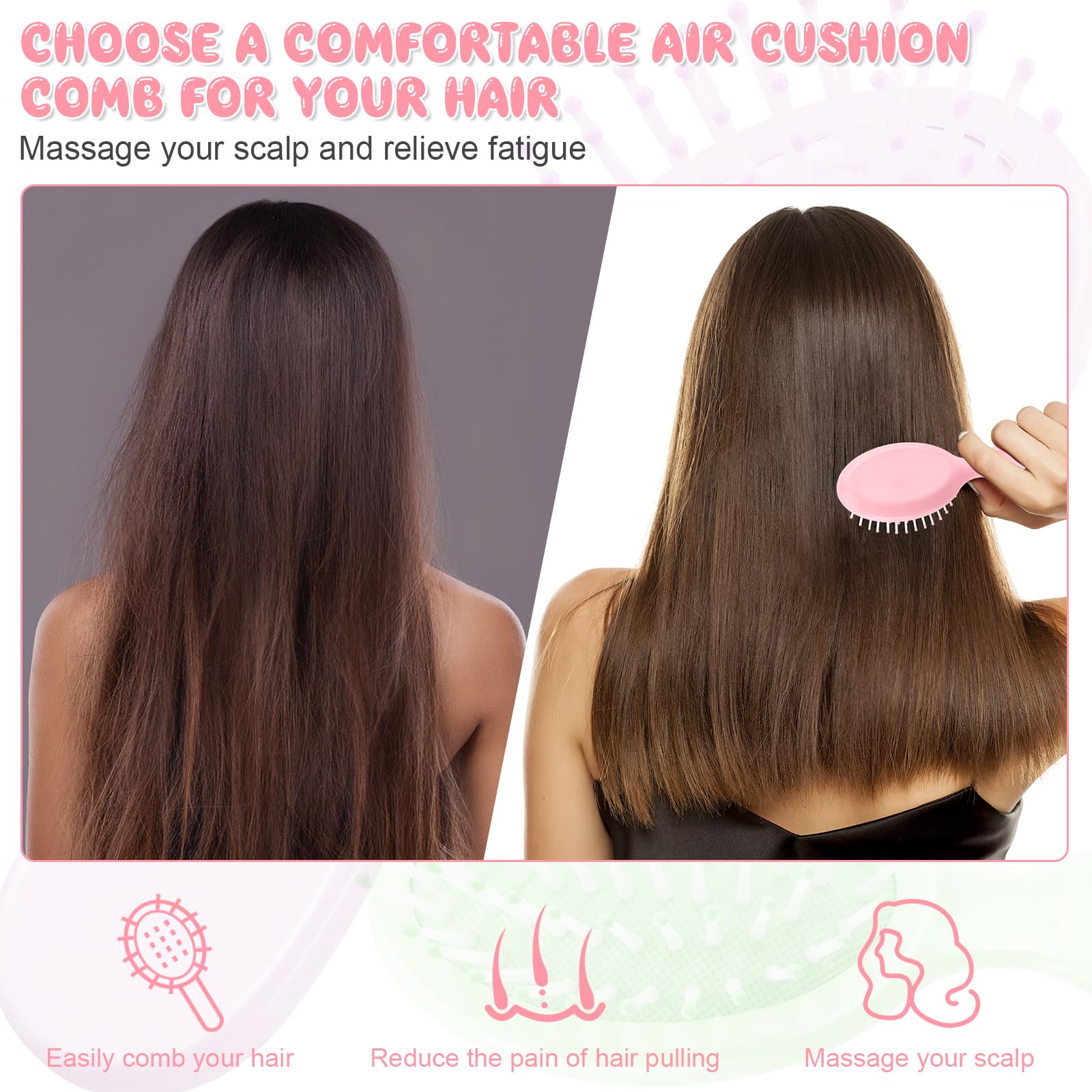 HOFASON mini brush with soft bristles reduces pulling on tangles for various hair types.