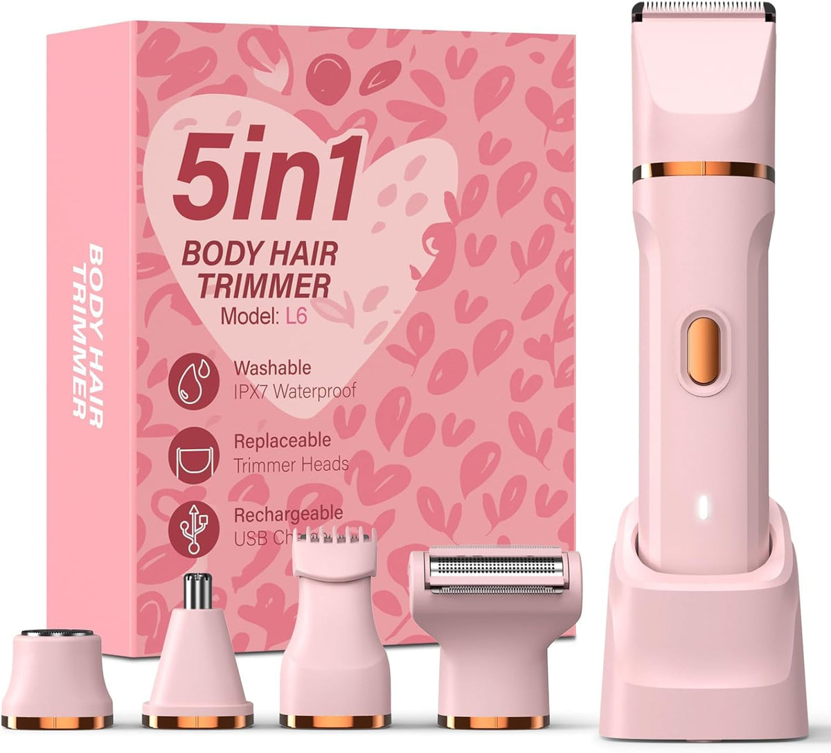 HOHOLE 5-in-1 bikini trimmer attachments for versatile grooming.