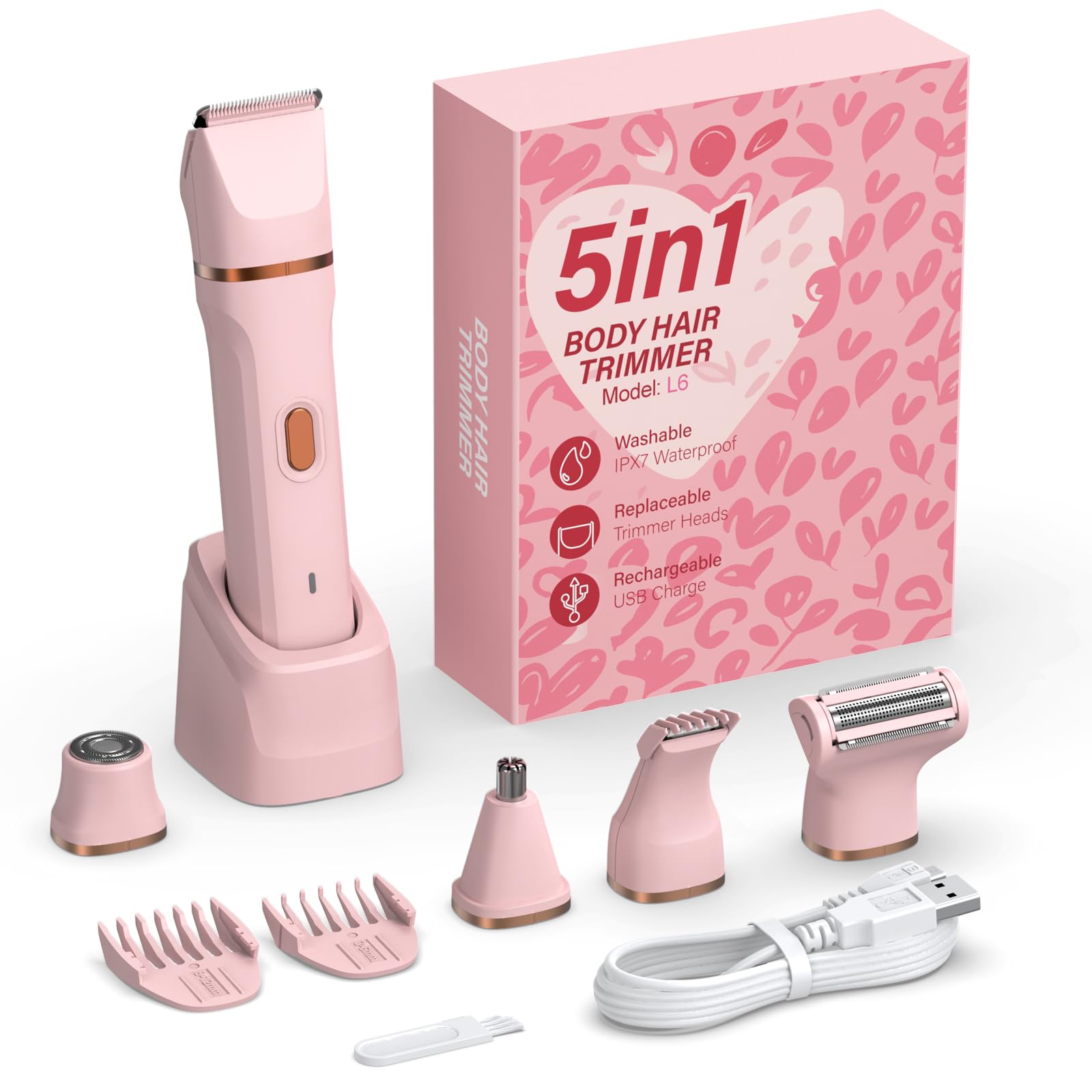 HOHOLE pink body trimmer held in hand showcasing ergonomic grip.
