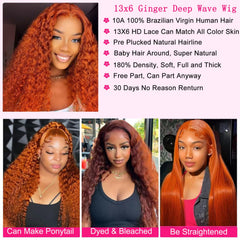 Hoiloxa pre-plucked ginger wig with natural hairline for easy wear.