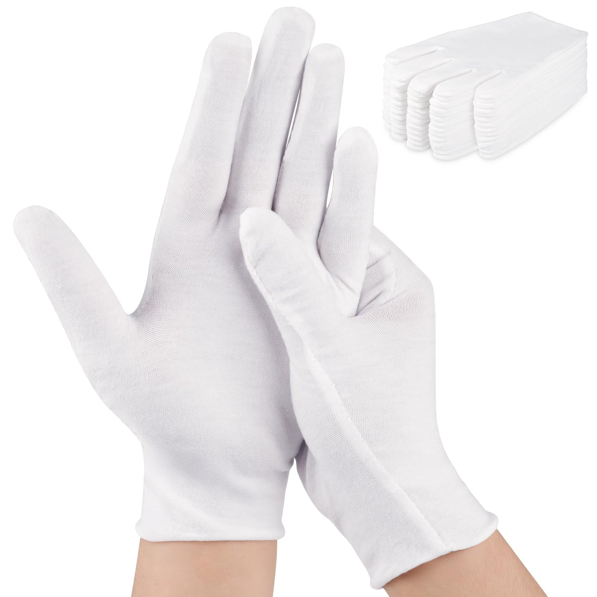 Guantes de algodón blancos Hoiny, 24 piezas, para cuidado de manos secas.