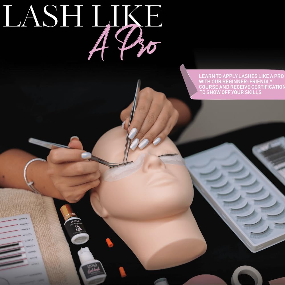 HOKA lash extension kit glue for quick-dry, strong hold during practice.