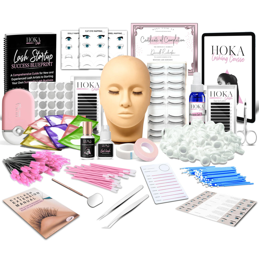 HOKA lash extension kit mannequin head for safe practice and technique refinement.
