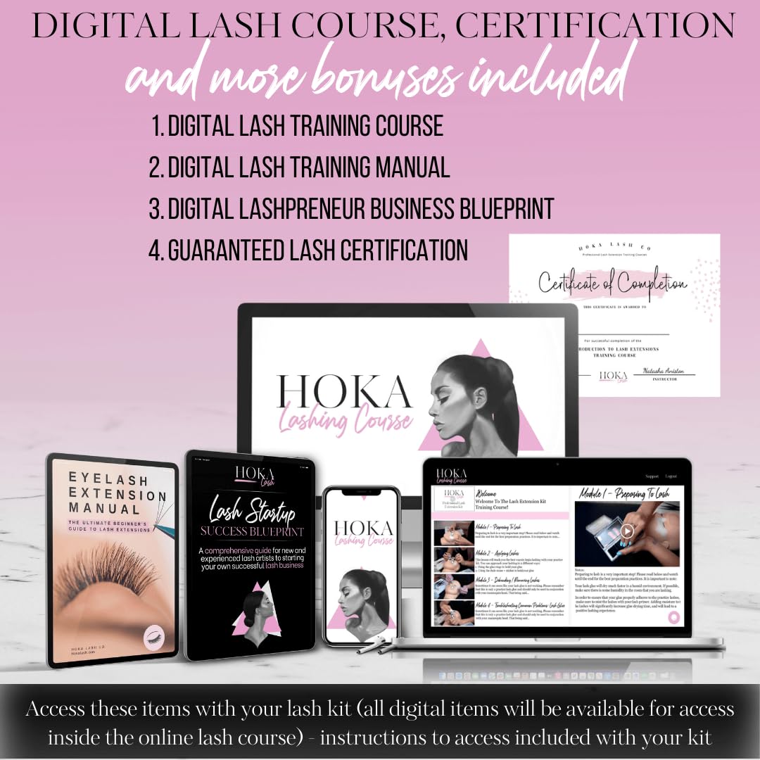 HOKA lash extension kit training manual guiding step-by-step methods.
