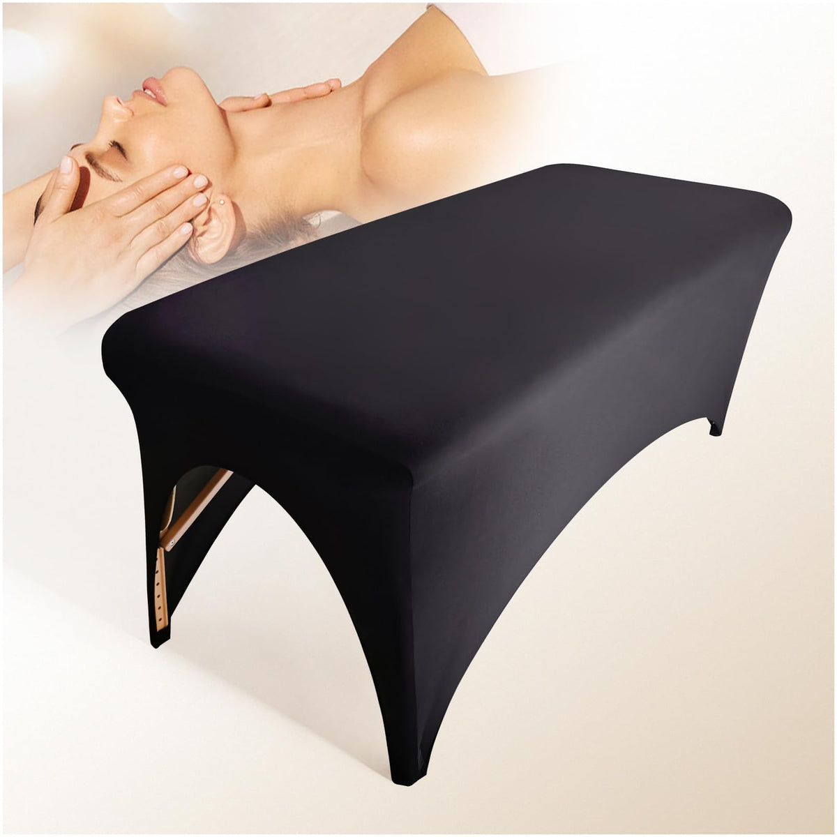 HOLITS spa bed cover with stretchy fit for most 6 ft beds, easy to install.