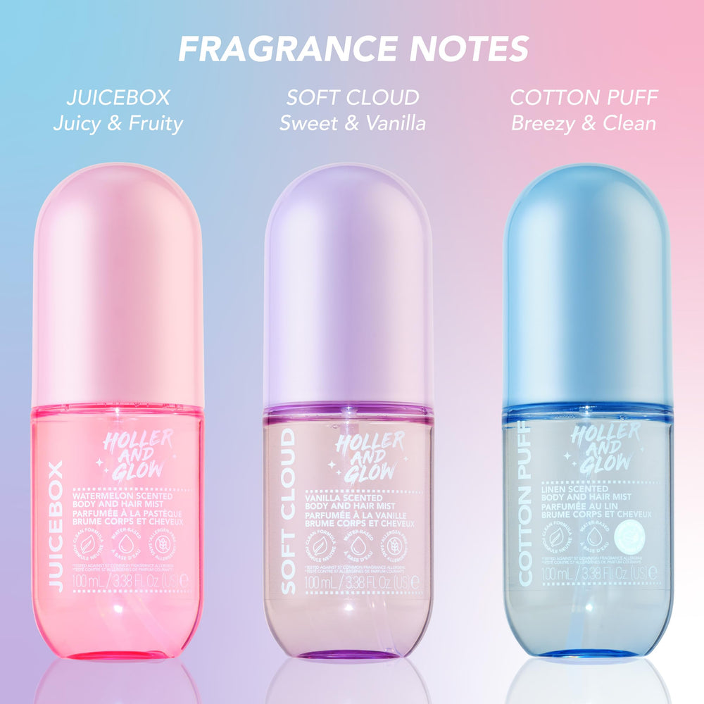 Holler & Glow gift pack featuring mood boosting mist.