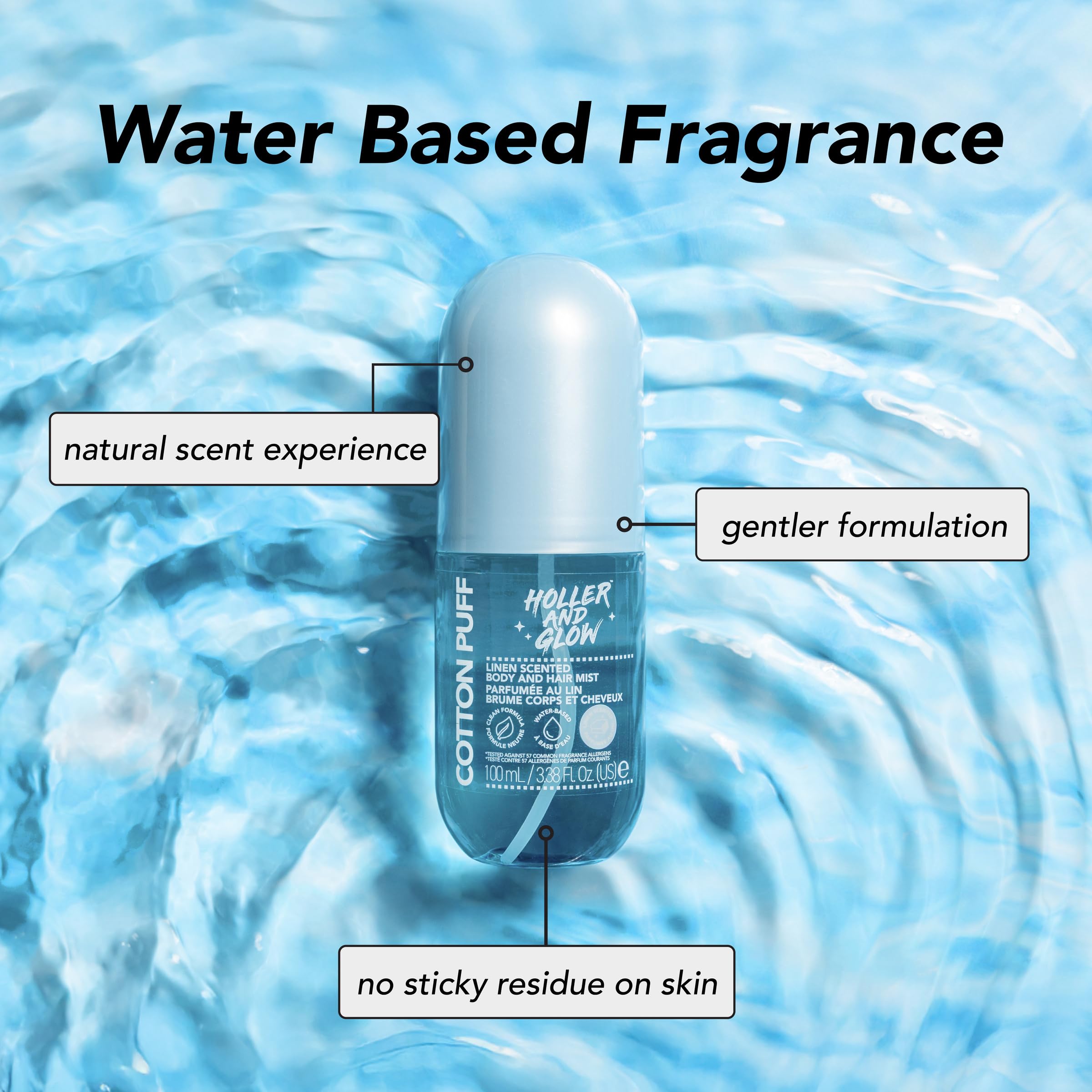 Holler & Glow label closeup showing clean vegan formula.
