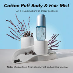 Holler & Glow mist spray on skin for light, lasting freshness.