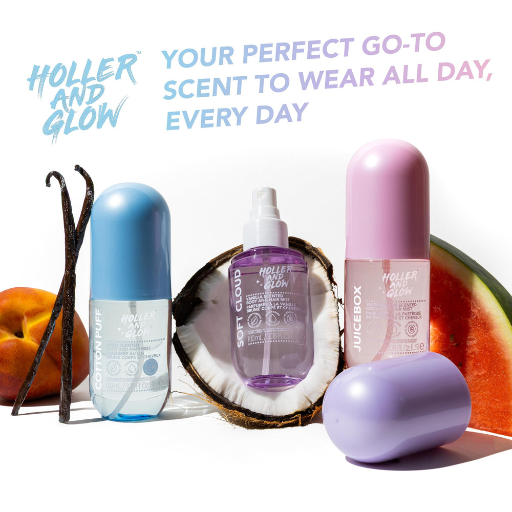 Holler & Glow teen bathroom setup with cotton puff mist.