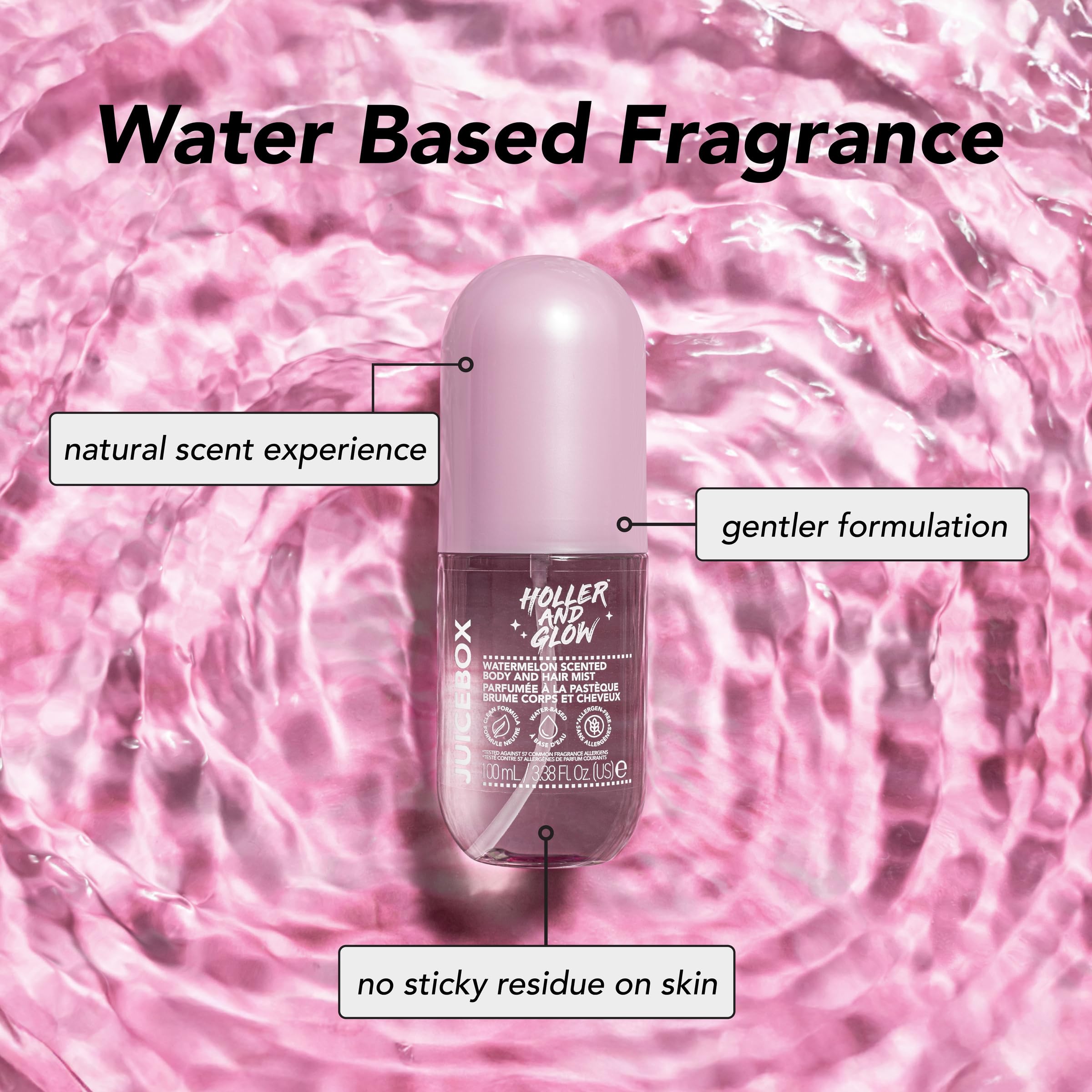 Vegan, cruelty-free mist for teen body and hair routines.