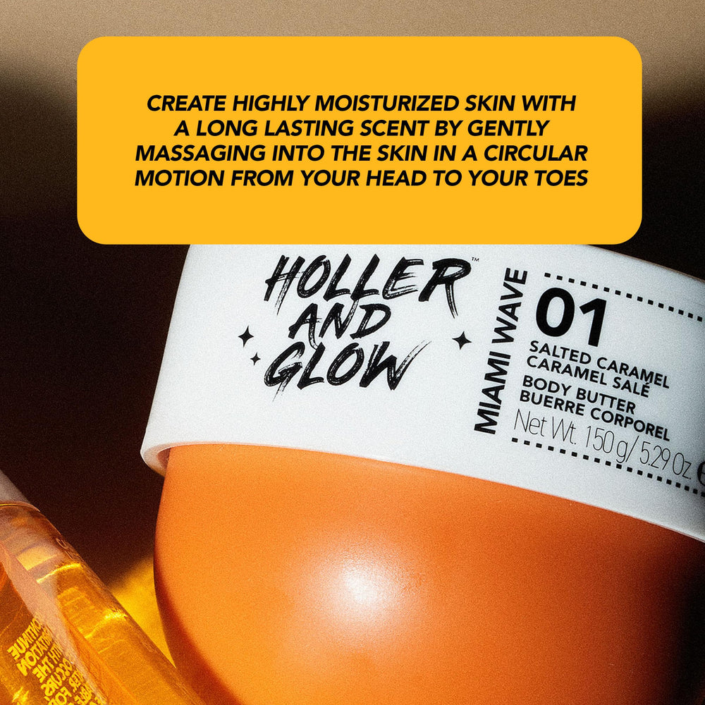 Gift-ready Holler & Glow Miami Wave packaging on display.