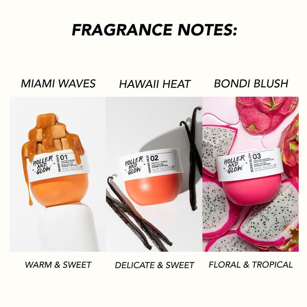 Holler & Glow Miami Wave shea butter cream for smoother skin.