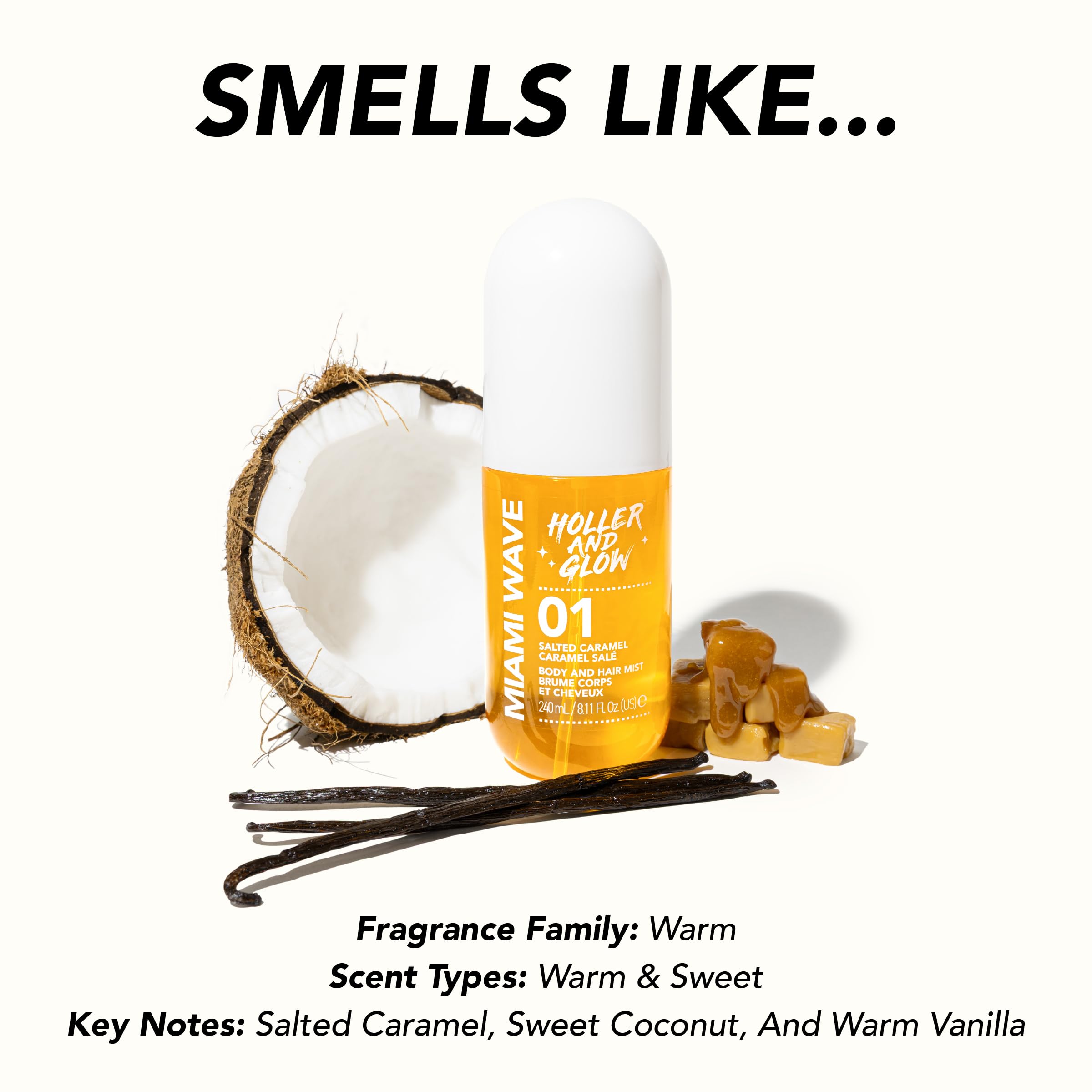 Holler & Glow Miami Wave spray on arm for all-day scent.